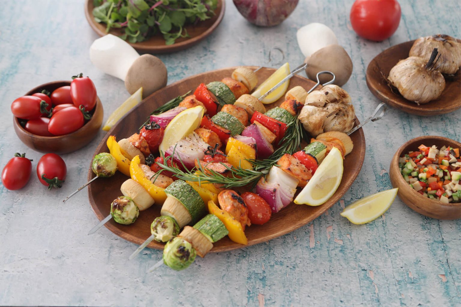 Chicken and Vegetable Kebab with Korean BBQ Marinade O'Food